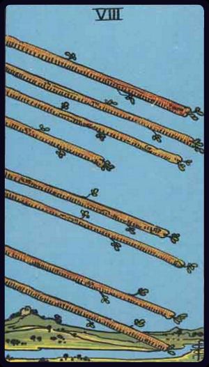 Carta del tarot Ocho de Bastos