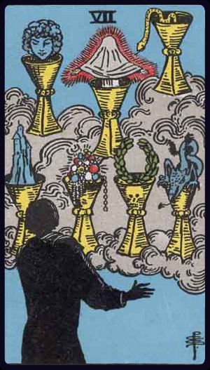 Carta del tarot Siete de Copas