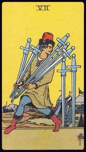 Carta del tarot Siete de Espadas